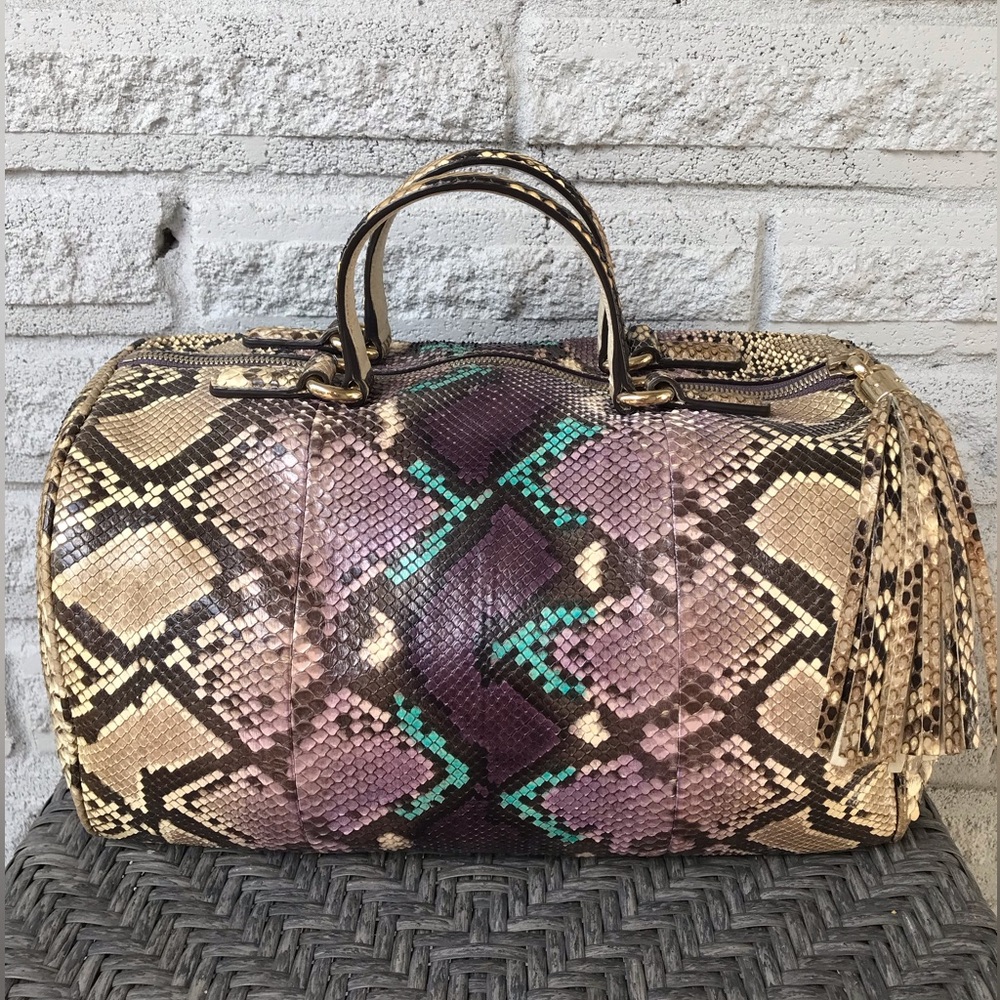 Gucci Soho Boston Bag Snakeskin Purple/Turquoise